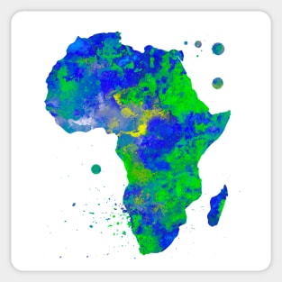 Africa Watercolor Map Painting - Green and Blue Sticker